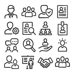 Hand Drawn HR Icons Team Profile and Networking Symbols.