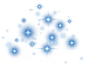 Glowing Christmas Lights. Blue Magic Stars