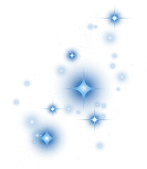 Glowing Christmas Lights. Blue Magic Stars