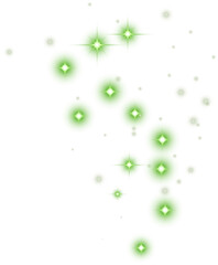 Glowing Christmas Lights. Green Magic Stars