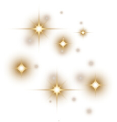 Glowing Christmas Lights. Gold Magic Stars