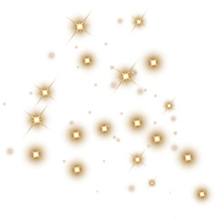 Glowing Christmas Lights. Gold Magic Stars