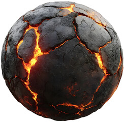 Glowing Molten Surface of a Volcanic Planet with Lava Cracks in High-Detail 3D Art