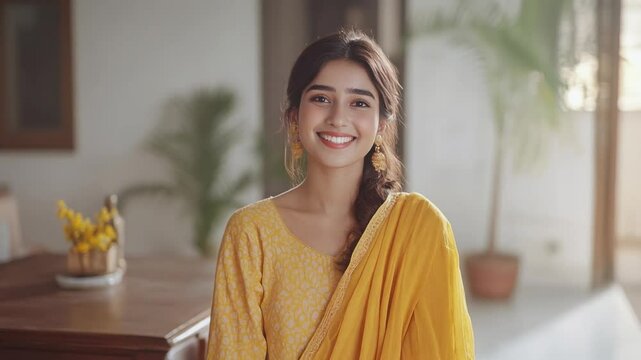young beautiful woman standing in salwar kameez
