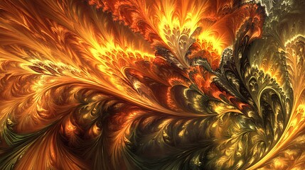 Abstract fiery fractal pattern