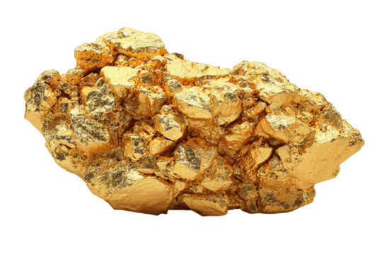 A large gold rock with a shiny surface