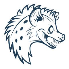 Fierce monochrome hyena head shows sharp teeth and spotted neck aggressively