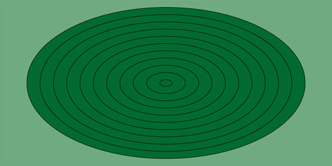 Concentric green sign. Healing, target, aim, painkiller symbol. Round localization icon. Radar, sound or sonar wave isolated on transparent background. Vector illustration