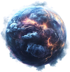Otherworldly Giant Planet with Intense Storm Clouds and Lightning
