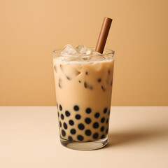 Iced Bubble Tea in Glass with Straw
