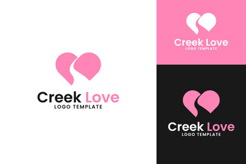 Creek love logo design template vector illustration