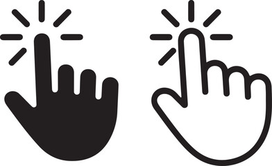 Black and White Hand Cursor Click Icons Set vector