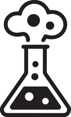 Black and White Erlenmeyer Flask Icon Bubbles Reaction