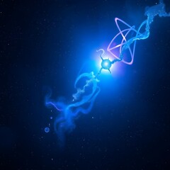 Abstract Cosmic Energy Flow Glowing Nebula and Celestial Particles