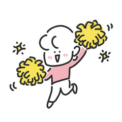 ポンポンを持って応援する女性