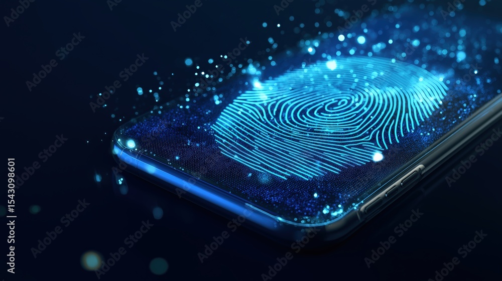 Fototapete digital identity unveiled: a captivating, digitally-rendered image showcases a smartphone screen ill