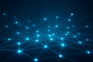 Fototapeta premium Interconnected Network: An abstract representation of a digital network, showcasing glowing nodes linked together, symbolizing connectivity and the flow of information.