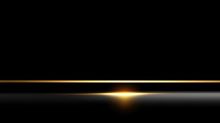 Golden light horizon on black background
