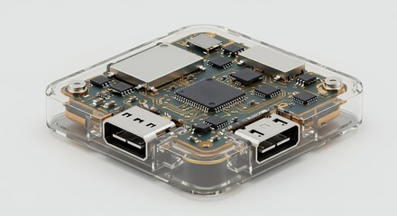 Transparent enclosure with circuit board and usb ports