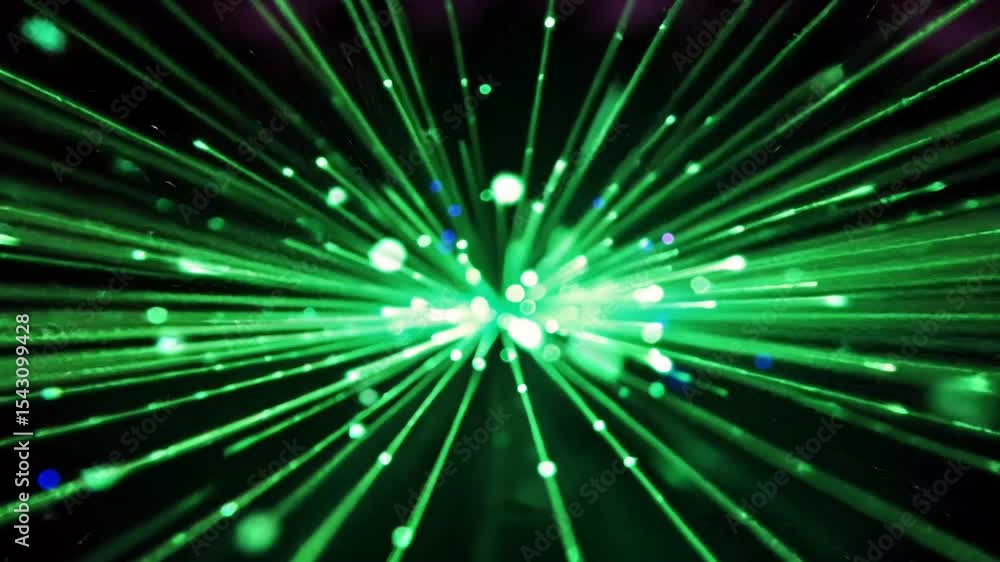 Poster abstract green light trails bursting on dark background creates a dynamic display of modern futurist