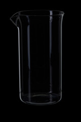 Empty beaker on black background