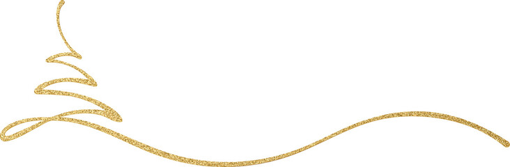 Gold Ornate Christmas Bauble. Christmas Tree Decoration. Foil Glitter Calligraphic Pine. Handwritten. Hand Drawn