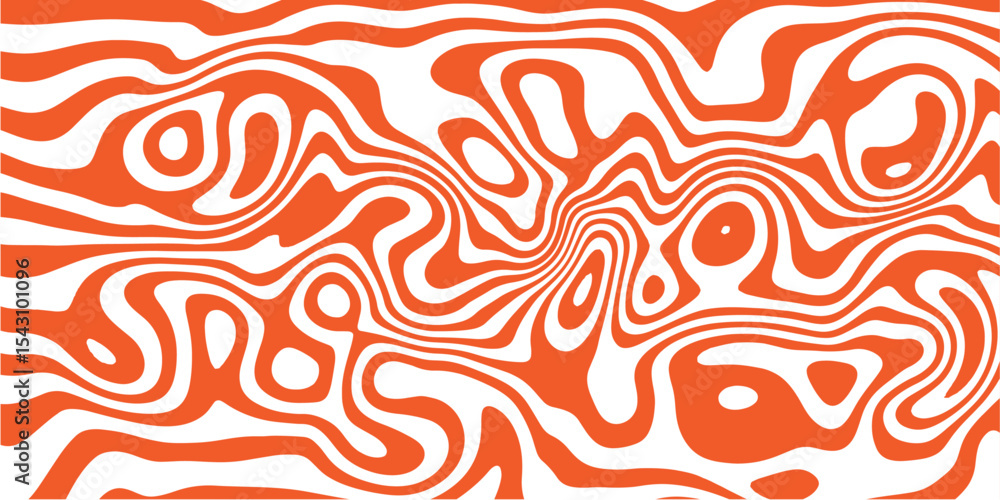 Poster orange topographic mapping background – abstract wavy lines with modern flow style.