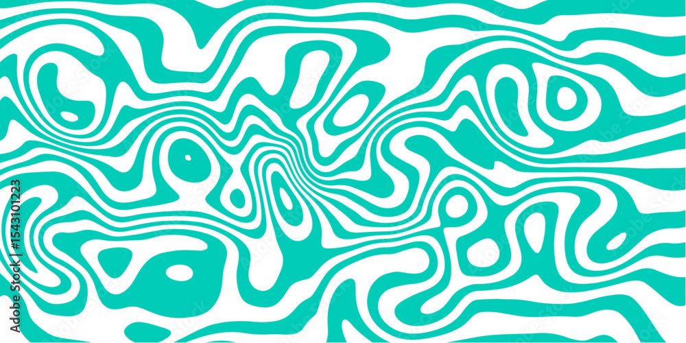 Poster turquoise topographic background – abstract flowing lines for creative design use.