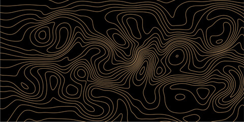 Brown Topographic Swirl Pattern on Black – Abstract Gradient Line Art.