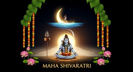 Maha Shivaratri Hindu Festival Illustration