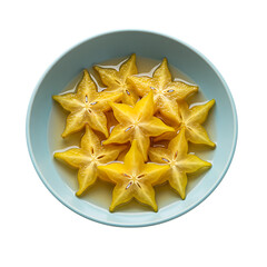 Fototapeta premium Starfruit in Syrup Served in Pastel Blue Dish
