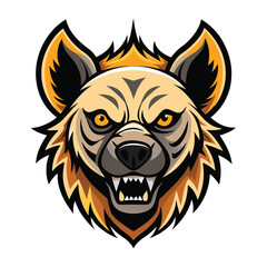 Ferocious hyena head with golden fur bares its teeth, creating an intense animal portrait