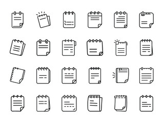 Bright Outline of Note-Taking Icon – Minimal Glowing Notepad Symbol for Writing, Ideas, Journaling, and Productivity Apps on White Background