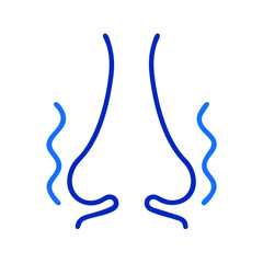 Sense of Smell Line Icon: Nose with Wavy Scent Lines Olfaction Vector