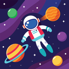 Naklejka premium cartoon astronaut in space