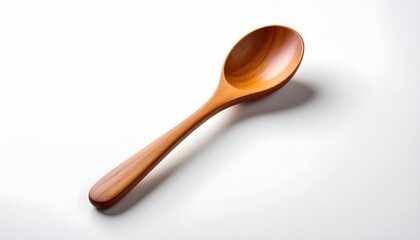 Elegant Wooden Serving Spoon Natural Teak Wood Kitchen Utensil Isolated on White Background