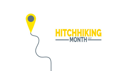 July is Hitchhiking Month.  Travel Adventure, Road Trip, and Freedom Lifestyle Stock Illustration