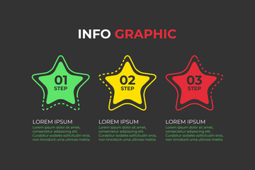 Timeline info graphic design with star for business template. Timeline info graphic 3 star options.