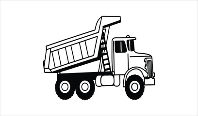 Fototapeta premium Yellow vector illustration of a heavy industrial dump truck, isolated on a white background