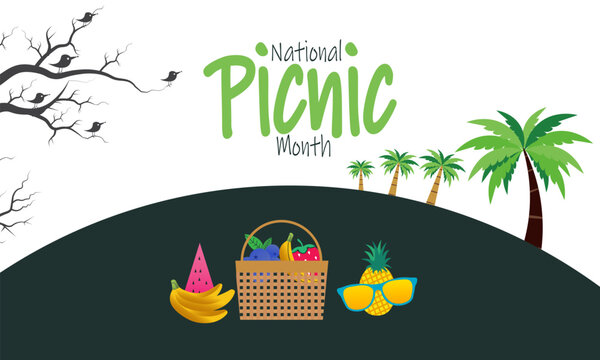 
National Picnic Month background illustration. Holiday concept. Utilize  for  background, banner, placard, card, and poster design template with  professional  illustraion design 