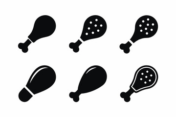 set of Chicken Legs icon silhouette vector illustration