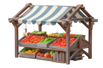 Wooden Market Stall with Produce