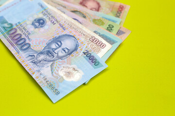 Vietnamese dong banknotes. Money concept