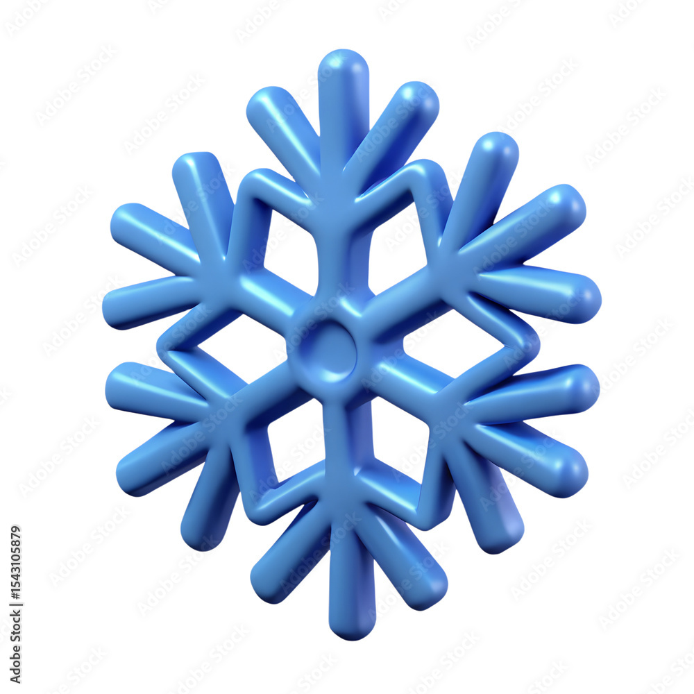 Poster snowflake icon 3d rendering isolated on white background