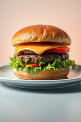 Delicious Double Cheeseburger on a Plate