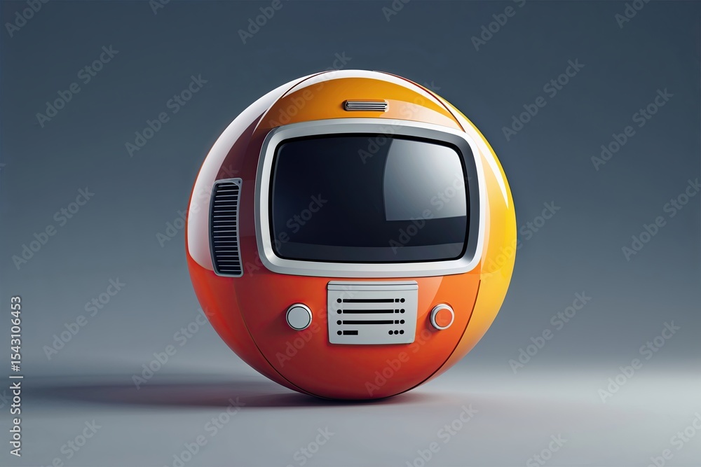 Poster isolated retro computing capsule vector graphic concept for modern technology