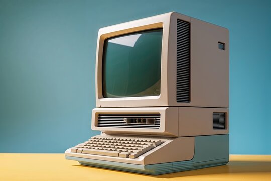 Vintage Computer Model on a Bright Backdrop