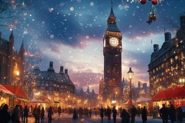 Fototapeta premium Happy New Year Celebration with Fireworks. Cheers with Champagne New Year’s Eve Party.