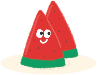 귀여운 수박 캐릭터 일러스트 