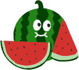 귀여운 수박 캐릭터 일러스트 